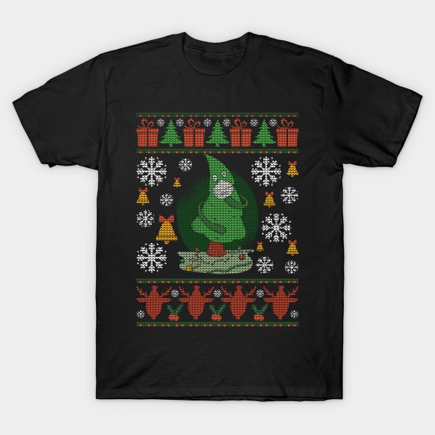 Ugly Christmas Sweater Tree with Mask of Santa for Xmas T-Shirt by The Hammer